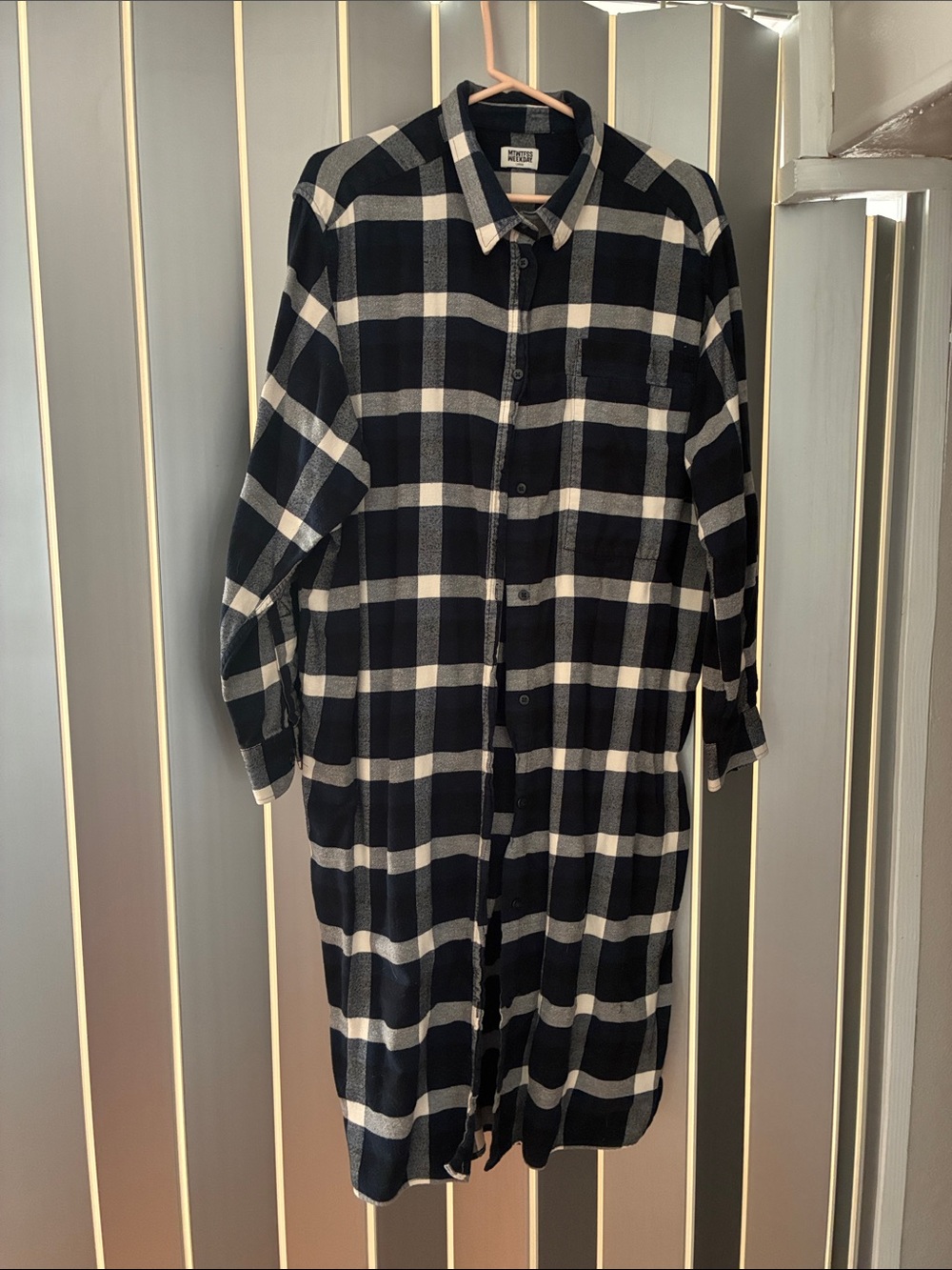 Weekday Black, Blue and White Plaid Button-Up Shirt